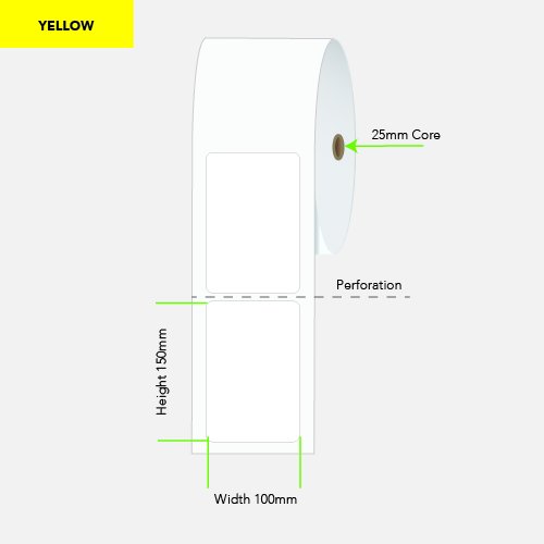LABEL THERM PERM 100X150 1AC 400/R 25MM YELLOW