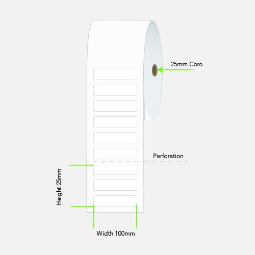 LABEL THERM PERM 100X25 1ACS 2000/R 25MM PERF