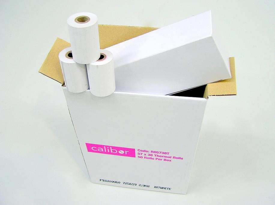 CALIBOR THERMAL PAPER 57X38 50 ROLLS/BOX