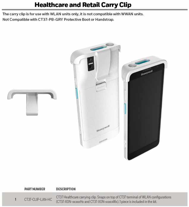 HONEYWELL CARRY CLIP CT37 HC WLAN 1/PK